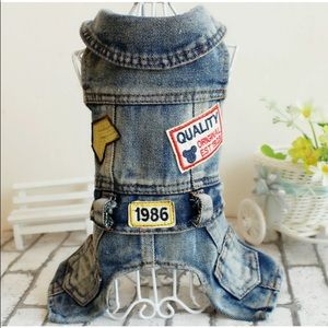 Dog Jacket Cute Dog Denim designer Jumpsuit Jean Cool Coat X Small Denim